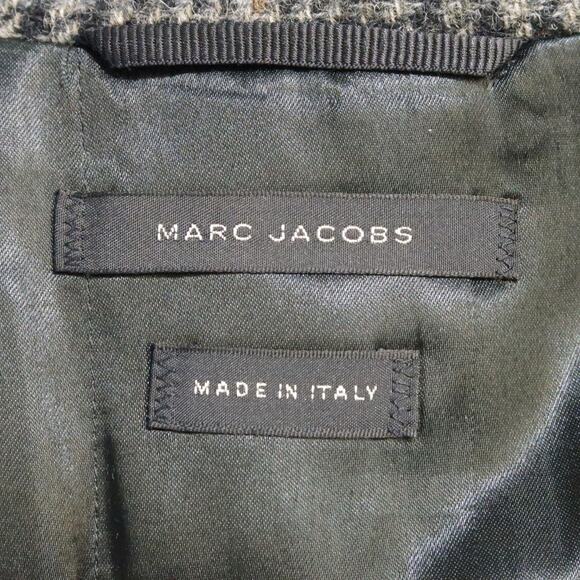 MARC JACOBS 42 Grey & Black Plaid Wool Bomber Jacket - Picture 6 of 6